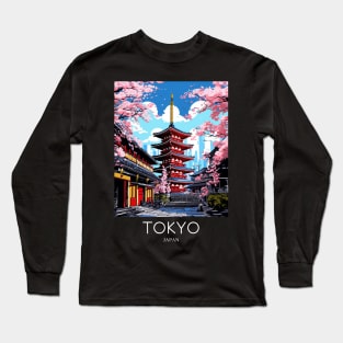 A Pop Art Travel Print of Tokyo Japan Long Sleeve T-Shirt